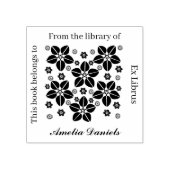 Oosterse bloemenexlibris rubberstempel (Afrduk)