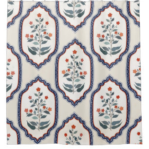 Oosterse bloementakken: Kalamkari Indisch. Douchegordijn