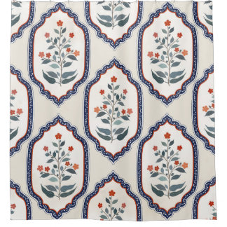 Oosterse bloementakken: Kalamkari Indisch. Douchegordijn