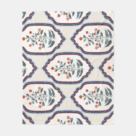 Oosterse bloementakken: Kalamkari Indisch. Fleece Deken (Voorkant)