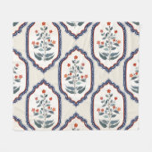 Oosterse bloementakken: Kalamkari Indisch. Fleece Deken (Voorkant (Horizontaal))