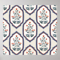 Oosterse bloementakken: Kalamkari Indisch.