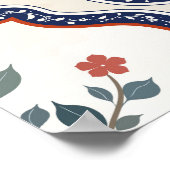 Oosterse bloementakken: Kalamkari Indisch. Poster (Hoek)