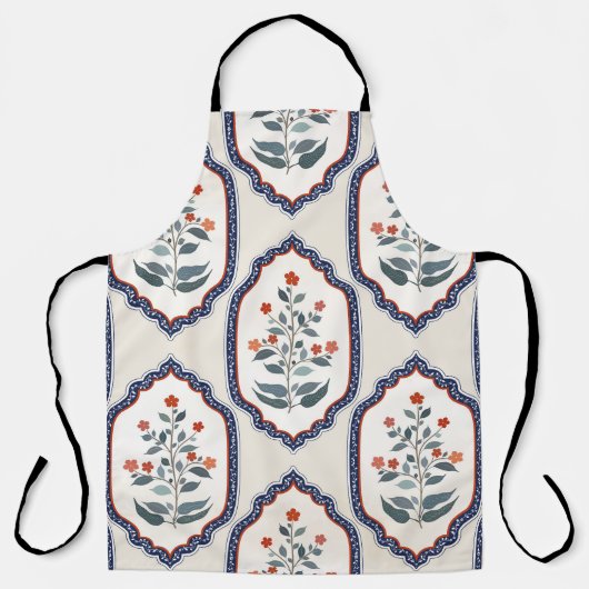 Oosterse bloementakken: Kalamkari Indisch. Schort (Voorkant)