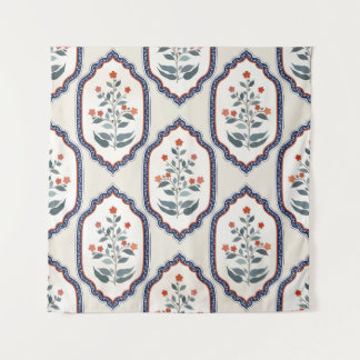 Oosterse bloementakken: Kalamkari Indisch. Wandkleed