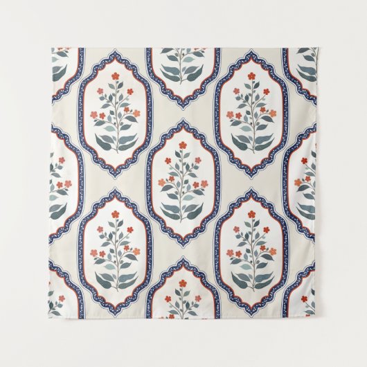 Oosterse bloementakken: Kalamkari Indisch. Wandkleed (Voorkant)