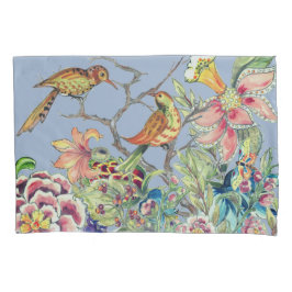 Oosterse bloementuin met vogels Chinoiserie Blauw Kussensloop