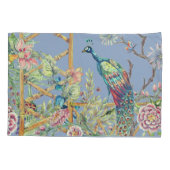 Oosterse bloementuin & pauw Chinoiserie Blauw Kussensloop (Achterkant)