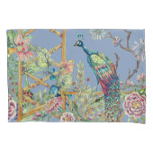 Oosterse bloementuin & pauw Chinoiserie Blauw Kussensloop (Voorkant)