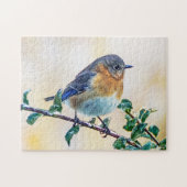Oosterse Bluebird on Ice Covered Limb Puzzle Legpuzzel (Horizontaal)