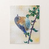 Oosterse Bluebird on Ice Covered Limb Puzzle Legpuzzel (Verticaal)