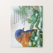 Oosterse Bluebird on Ice Covered Limb Puzzle Legpuzzel (Verticaal)