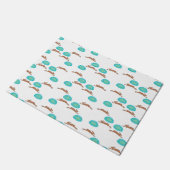 oosterse bunny en eitjes op wit deurmat (Schuin)