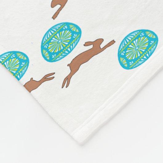 oosterse bunny en eitjes op wit fleece deken (Hoek)