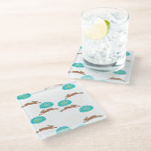 oosterse bunny en eitjes op wit glazen onderzetter (Schuin)