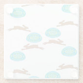 oosterse bunny en eitjes op wit glazen onderzetter (Achterkant)