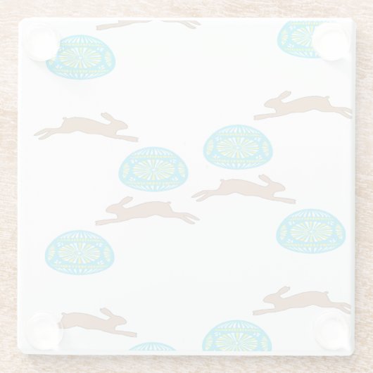 oosterse bunny en eitjes op wit glazen onderzetter (Achterkant)