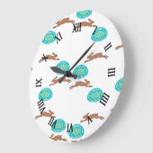 oosterse bunny en eitjes op wit grote klok (Hoek)