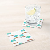 oosterse bunny en eitjes op wit kartonnen onderzetters (Insitu)