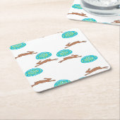 oosterse bunny en eitjes op wit kartonnen onderzetters (Schuin)