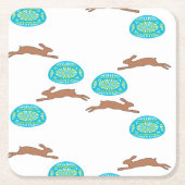 oosterse bunny en eitjes op wit kartonnen onderzetters (Voorkant)