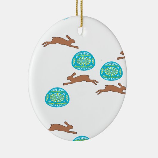 oosterse bunny en eitjes op wit keramisch ornament (Rechts)