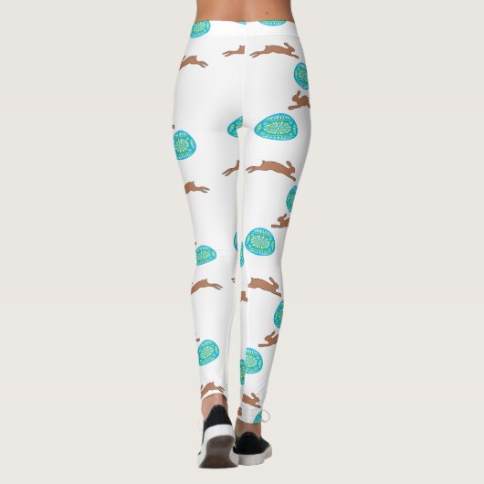 oosterse bunny en eitjes op wit leggings (Achterkant)