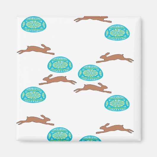 oosterse bunny en eitjes op wit magneet (Voorkant)