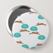 oosterse bunny en eitjes op wit ronde button 4,0 cm (Voorkant /achterkant)