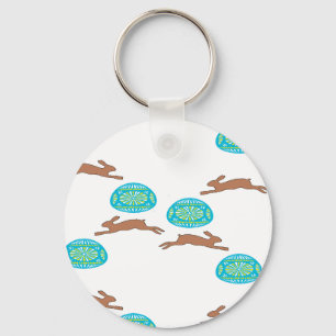 oosterse bunny en eitjes op wit sleutelhanger