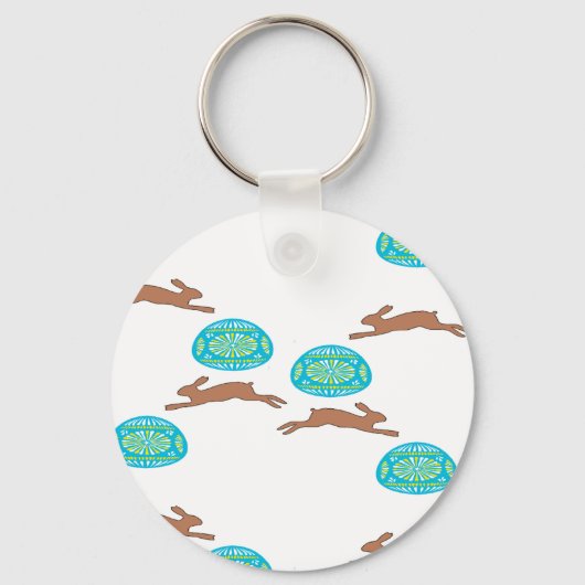 oosterse bunny en eitjes op wit sleutelhanger (Voorkant)