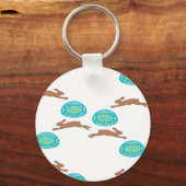 oosterse bunny en eitjes op wit sleutelhanger (Voorkant)