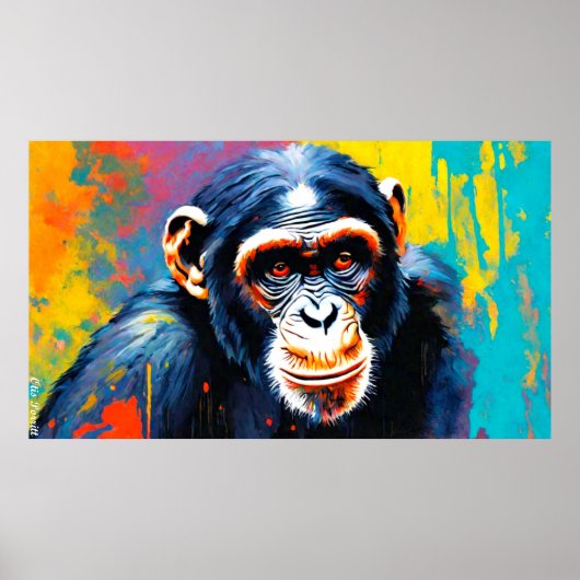 Oosterse chimpansee poster (Voorkant)