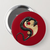 Oosterse Chinese Draak Yin Yang Ronde Button 4,0 Cm (Voorkant /achterkant)