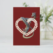 Oosterse Chinese Draken Parel Hart Kaart (Staand voorkant)