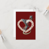 Oosterse Chinese Draken Parel Hart Kaart (Voorkant / Achterkant in situ)