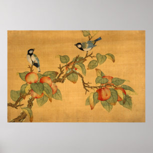 Oosterse Chinese Vogels En Fruit Poster