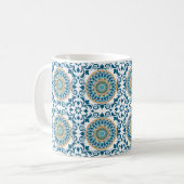 oosterse decoratieve blauw, bruin en wit koffiemok (Voorkant links)