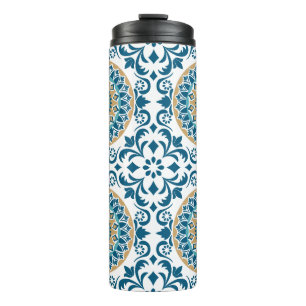 oosterse decoratieve blauw, bruin en wit thermosbeker