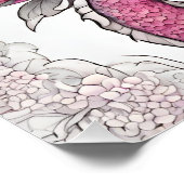 Oosterse draak en roze bloemen perfect poster (Hoek)