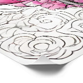 Oosterse draak met levendige roze bloemen perfect poster (Hoek)