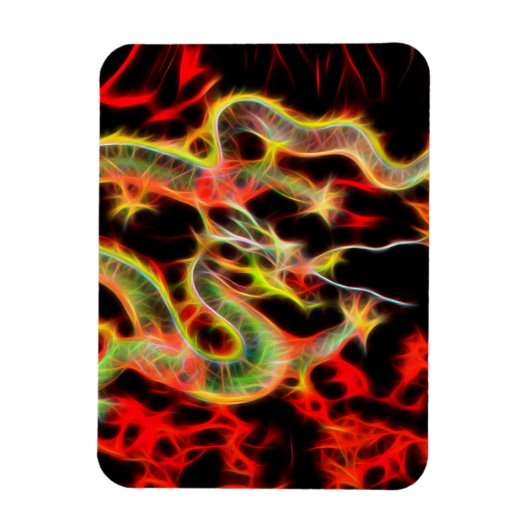 Oosterse Drakenvuur op Geluksenergie Magneet (Verticaal)