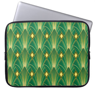 Oosterse Elegantie: Art Deco behang Laptop Sleeve