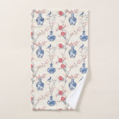 Oosterse elegantie: blauw porselein en bloesems bad handdoek (Handdoek)