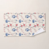 Oosterse elegantie: blauw porselein en bloesems bad handdoek (Handdoek)