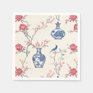 Oosterse elegantie: blauw porselein en bloesems servet