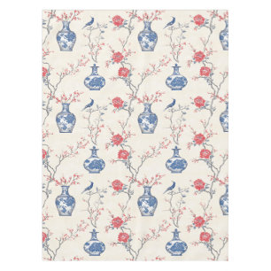 Oosterse elegantie: blauw porselein en bloesems tafelkleed