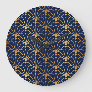 Oosterse Elegantie: Gouden Ventilatorpatroon Grote Klok