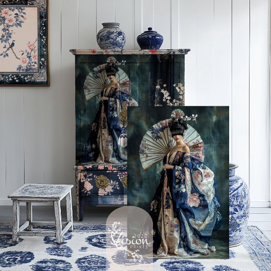 Oosterse esthetiek Elegant Geisha Portret Tissuepapier