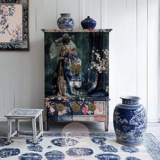 Oosterse esthetiek Elegant Geisha Portret Tissuepapier